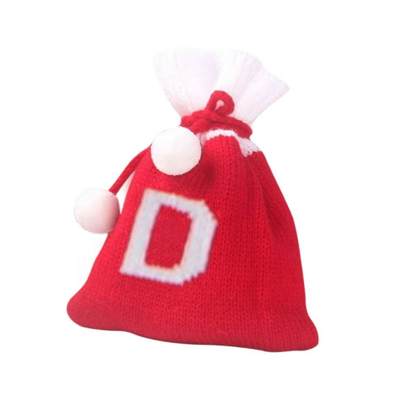 Lilixerw Christmas Monogram Bag for Gifts,Drawstring Christmas Knitted Gift Bag Christmas Candy Bag for Christmas Ornament Party Supplies(D)