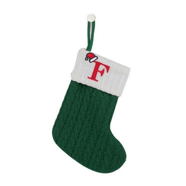 Lilixerw Christmas Stockings with Initials Letter,7.1" Knit Mini Initial Christmas Stocking for Family Holiday Fireplace Christmas Decorations(F)