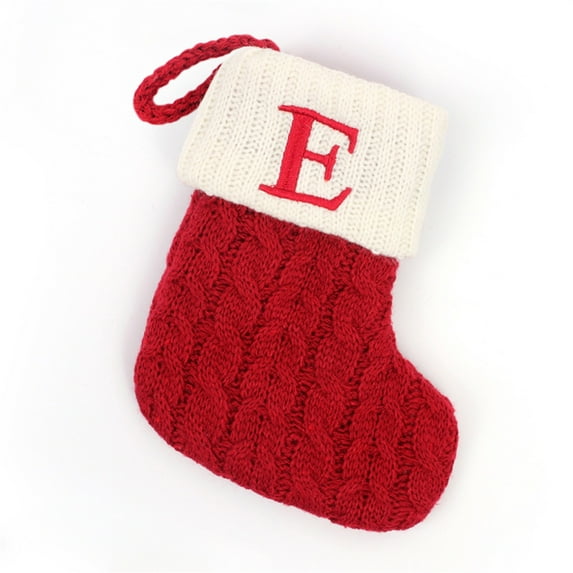 Lilixerw Christmas Stockings with Initials,Small Embroidered Letter Knit Christmas Stocking,for Family Holiday Decorations and Xmas Gift(E),2024 New Christmas Decoration
