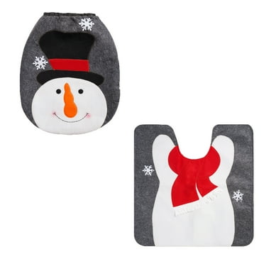 Lilixerw Christmas Toilet Seat Cover Decorations,Snowman Toilet Seat Cover Set,for Christmas Bathroom Decor Xmas Home Indoor Decor