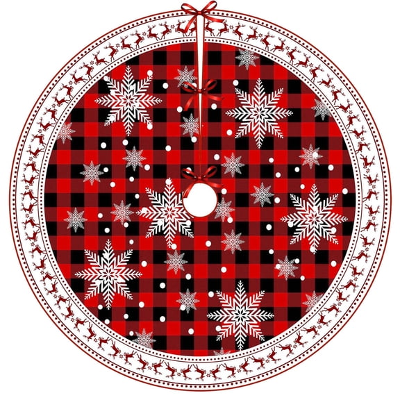 Lilixerw Christmas Tree Skirt,36 inches Red Buffalo Plaid Christmas Tree Mat for Rustic Xmas Decor Party Holiday Decorations