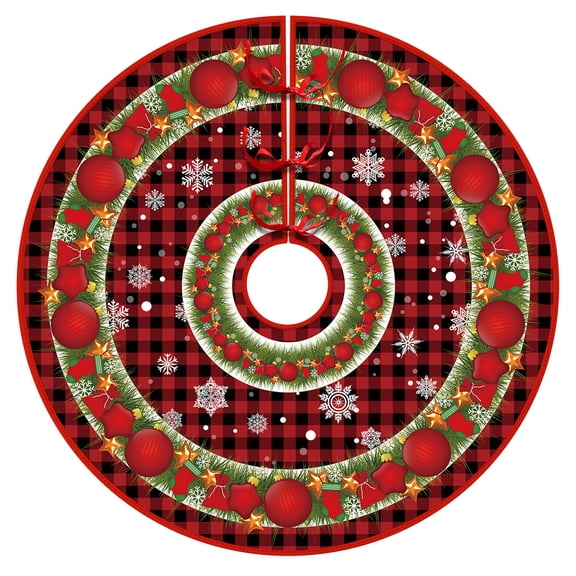 Lilixerw Christmas Tree Skirt,Red Xmas Tree Ornaments for Plush Christmas Tree Mat with Snowy Pattern,for Decorations Holiday Party