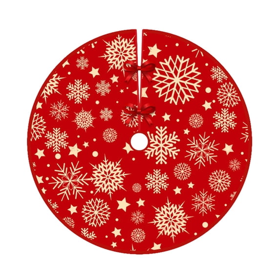 Lilixerw Christmas Tree Skirt,Red Xmas Tree Ornaments for Plush Christmas Tree Mat with Snowy Pattern,for Decorations Holiday Party