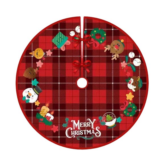 Lilixerw Christmas Tree Skirt,Red Xmas Tree Ornaments for Plush Christmas Tree Mat with Snowy Pattern,for Decorations Holiday Party