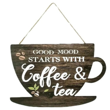 Lilixerw Coffee Cup Wall Decor,Wood Coffee Sign,for Kitchen Restaurant Shop Decors Accessories