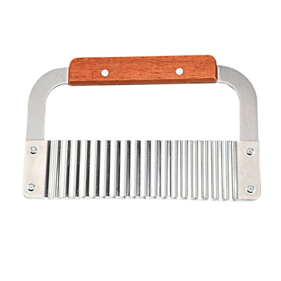 Lilixerw Crinkle Cutter,Stainless Steel Potato Slicer Heavy Duty Wavy Crinkle Cutting,Chopping French Fry Slicer,with Wooden Handle,for Carrot Vegetable