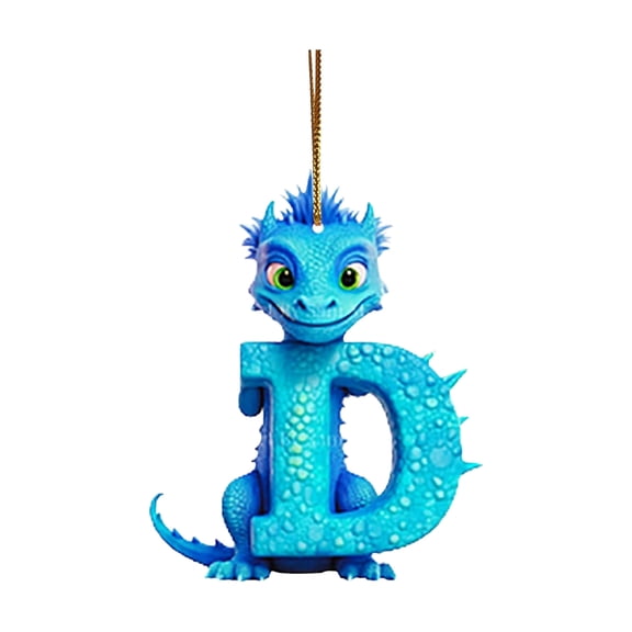 Lilixerw Cute Christmas Dinosaur Alphabet Ornaments,Acrylic Dino Figures Hanging Gift for Christmas Tree Decoration(D)