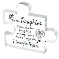 Lilixerw Daughter Gift from Mom Dad Acrylic Puzzle Plaque,Mothers Day Birthday Graduation Gifts for Daughter,Desk Decorations,Anniversary Wedding Card Gifts for Daughter