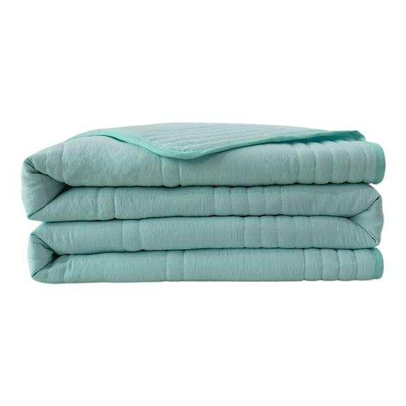 Lilixerw Full/Queen Quilt Blanket,Microfiber Lightweight Cool Quilt,Stripe Solid Blanket,Thin Bedding Set for All Season,Soft Breathable Bed Quilt,39.3 x 27.5 inch