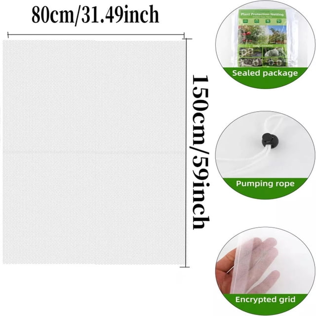 Lilixerw Garden Netting Bags with Drawstring Plant Mesh Cover Protect Vegetable Fruit Trees from Insect Birds