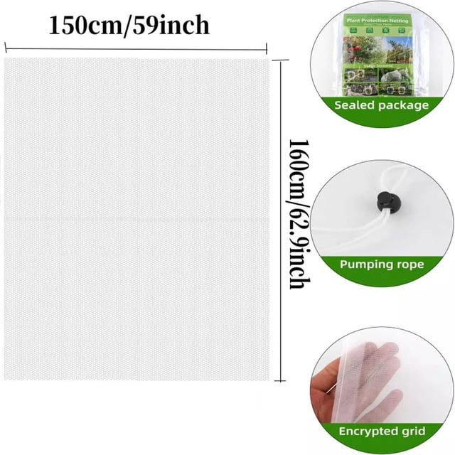 Lilixerw Garden Netting Bags with Drawstring Plant Mesh Cover Protect Vegetable Fruit Trees from Insect Birds