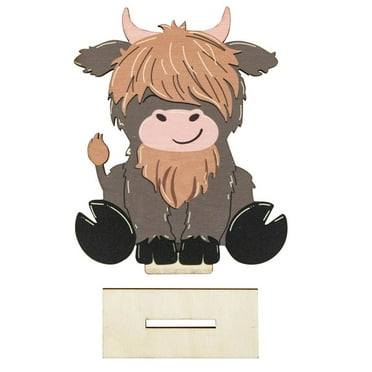 Lilixerw Highland Cow Wooden Tiered Tray Decor,Rustic Farmhouse Decorative,Highland Cow Table Centerpiece Table Sign,for Home Room Kitchen Table Decors