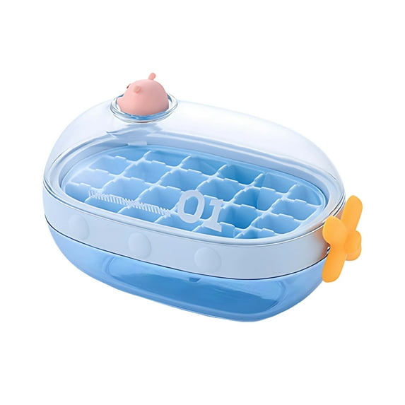 Lilixerw Ice Mold Tray with Lid and Bin - Rotary Ice Trays for Freezer with Lid - Food Grade Ice Mold Trays for Freezer with Ice Container