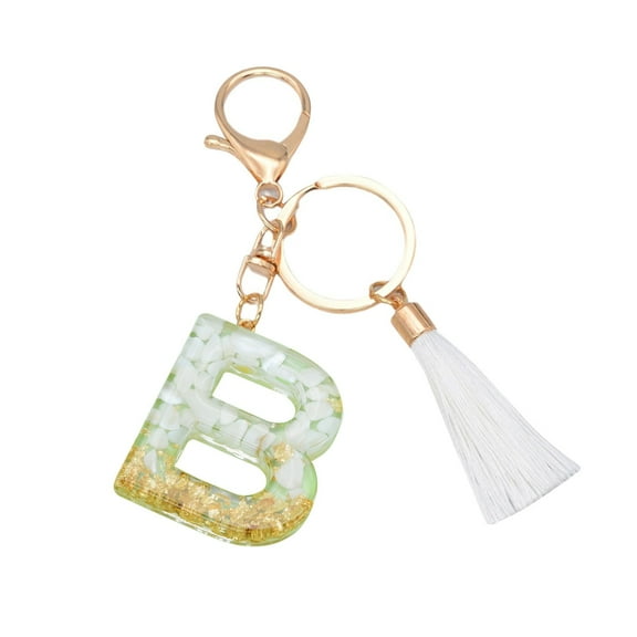 Lilixerw Initial Letter Keychains with White Tassel,Cute Key Chains,Letter Keychain,for Key Handbag Backpack