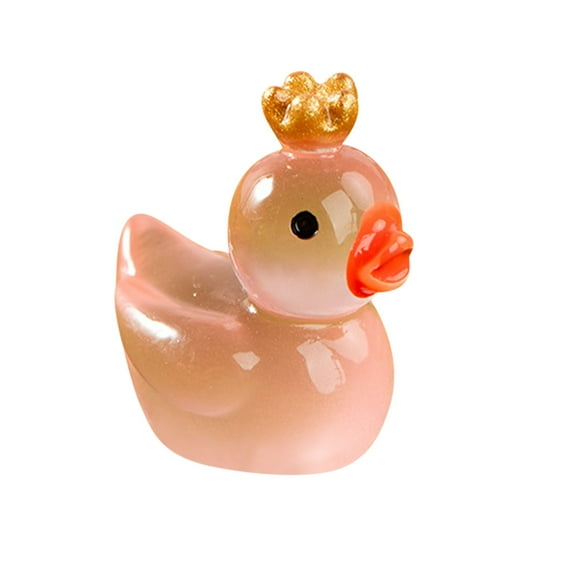 Lilixerw Luminous Mini Resin Duck,Little Small Crown Ducks Glow in The Dark,for Garden Landscape Aquarium Dollhouse Birthday Party Room Crafts Decor