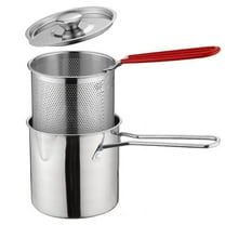 Lilixerw Mini Stainless Steel Deep Fryer Pot,with Handle & Strainer Basket,Food Grade Fryer with Lid,Portable Food Cooking Pot,for Frying Fish Shrimp Chicken and Fries