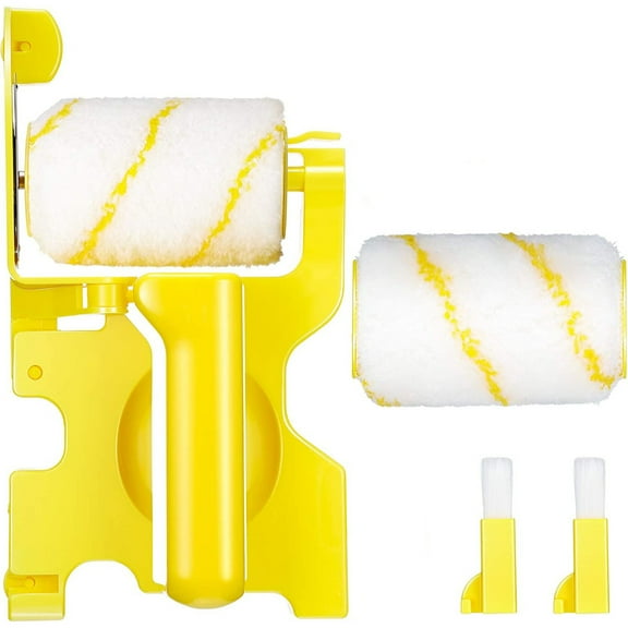 Lilixerw Paint Edger Roller Brush,Multifunctional Hand-held Clean-Cut Paint Edger Roller Brush Portable Tool Kit,with 2 Rollers and 2 Brushes,for Home Room Wall Ceiling Painting