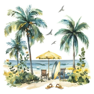Lilixerw Palm Tree Wall Decals,Vinyl Wall Decals Removable Peel and Stick Wall Stickers,for Living Room Bedroom Bathroom Decor