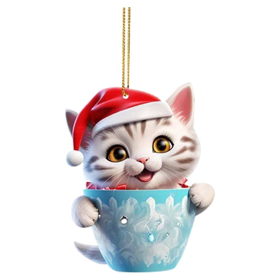 Lilixerw Personalized Christmas Tree Cute Cats Pendant,2D Acrylic Funny Christmas Cats Ornament for Christmas Tree Ornament
