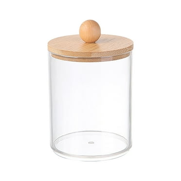 Lilixerw Qtip Holder Dispenser with Bamboo Lids,Apothecary Jar Containers for Cotton Swab Ball Pads