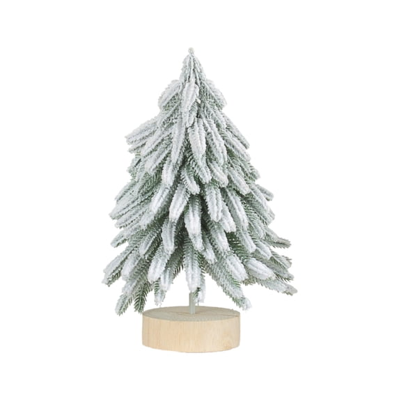 Lilixerw Tabletop Mini Christmas Tree,Simulated Snow Miniature Pine Christmas Trees with Wooden Base,for Christmas Decor Xmas Party Home Table Craft Decorations