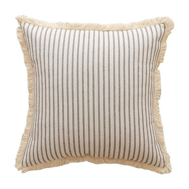 Lilixerw Throw Pillow Covers 17.7 x 17.7 inch,Striped Pillow Covers with Fringe Cotton Decorative Pillows Square Cushion Covers for Sofa Couch Bed Living Room Farmhouse Decor