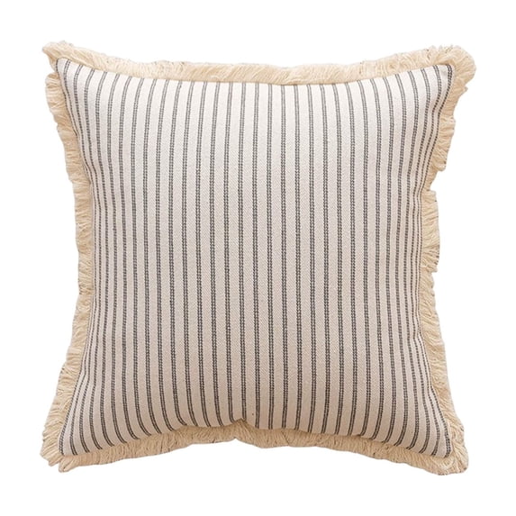 Lilixerw Throw Pillow Covers 17.7 x 17.7 inch,Striped Pillow Covers with Fringe Cotton Decorative Pillows Square Cushion Covers for Sofa Couch Bed Living Room Farmhouse Decor