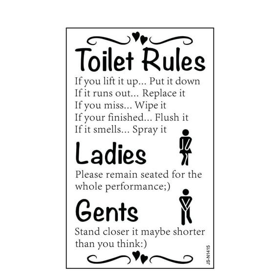 Lilixerw Toilet Rules Wall Stickers, Humorous Wall Stickers Are Suitable For Bathroom, Hotel, Bar, Office Building And Home Decoration.