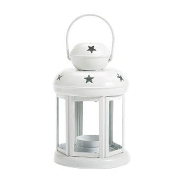 Lilixerw Vintage Design Candle Lanterns with Stars,Portable Iron Candle Holder with Clear Glass Window Frame Candlestick Night Lamp,Romantic Xmas Wedding Party Decoration