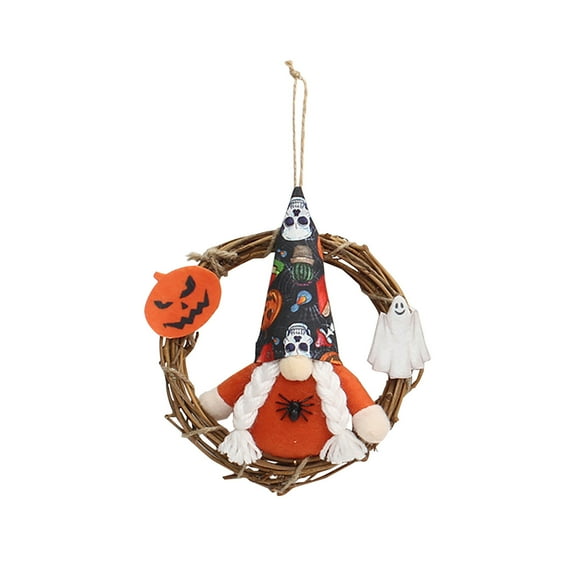 Lilixerw Clearance Witch Gnome Halloween Door Decor,Fall Welcome Wreath with Pumpkin,Bat and Witches