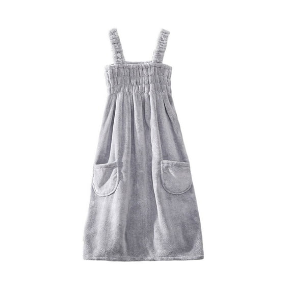 Lilixerw Women's Soft Bath Towel Full Length,Bath Skirt After Shower Female Plush Long,Lightweight With Cute Pockets and Suspenders