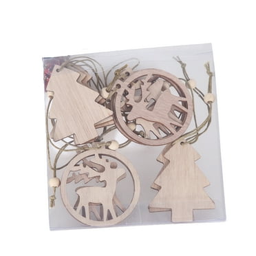 Lilixerw Wooden Ornaments,6pcs Ornament Decoration Kit for The Christmas Tree,Mini Wooden Decorations with Hanging Cords,Angel,Tree,Star,Snowflake Assortment Pack