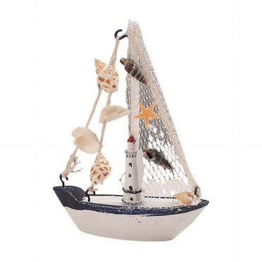 Lilixerw Wooden Sailing Boat Model Mini,Handmade Vintage Nautical Wood Sailing Boat Decoration,for Table Ornament,Photo Props,Beach Ocean Theme Party and Room Decor