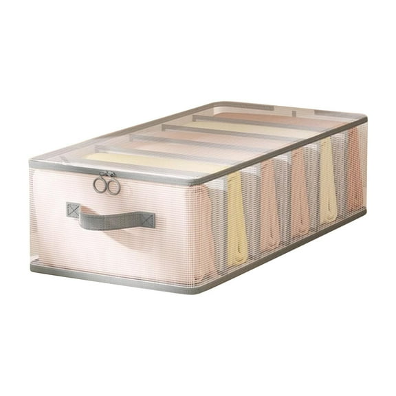 Lilixerw Clothes Organizer for Closet with 6 Compartment,Foldable Storage Box with Adjustable Dividers and Clear Cover,Space Saving Storage Organizer Cabinet with Handles