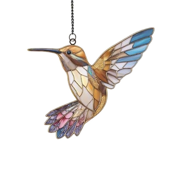 Lilixerw Colorful Hummingbirds Sun Catcher Window Decoration,2D Acrylic Ornament with Metal Chain,Indoor Outdoor Home Garden Decor,Festive Gift,3.94 Inch,Multicolor