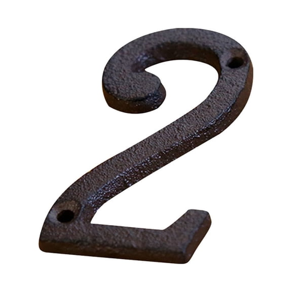 Lilixerw Creative Metal Address Number,House DIY Numbers for Outside,Cast Iron Metal Number Garden Door Mailbox Decor with Screws Hole,Black Number 2