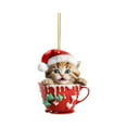 thumbnail image 1 of Lilixerw Cute Cat and Cup Christmas Pendant,Acrylic Christmas Tree Accessories,Cartoon Christmas Hanging Ornament Gift, 1 of 5