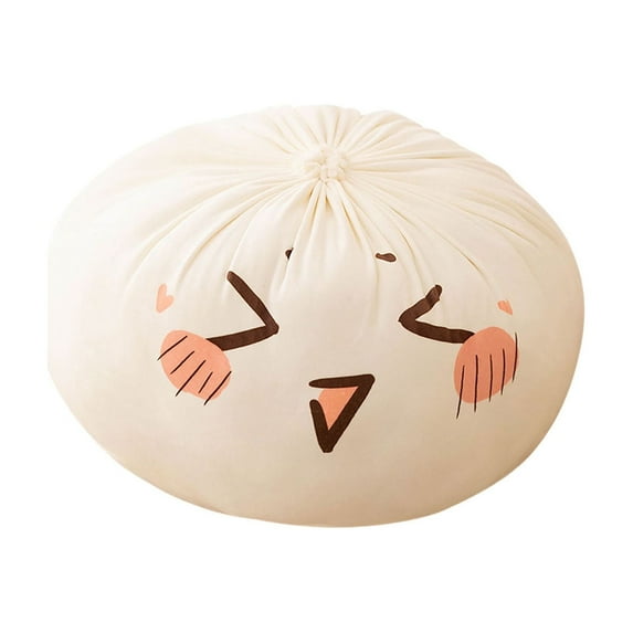 Lilixerw Cute Dumpling Plush Pillow with Smiling Face,Adorable Round Bun Toy & Sofa Cushion,Home Soft Food Shaped Pillow,Spring Throw Pillow for Bed,Couch,Travel,Gift Idea,9.84in,White