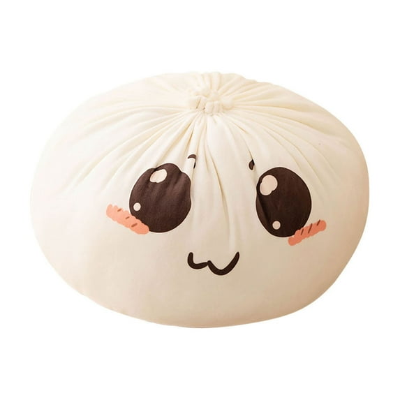 Lilixerw Cute Dumpling Plush Pillow with Smiling Face,Adorable Round Bun Toy & Sofa Cushion,Home Soft Food Shaped Pillow,Spring Throw Pillow for Bed,Couch,Travel,Gift Idea,9.84in,White