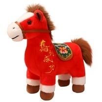 Lilixerw Cute Horse Plush Toy,Luck Red Horse Doll,Cute Soft Spring Holiday Toy for Sleep Companion,Gifts for Year of Horse,Home Decor
