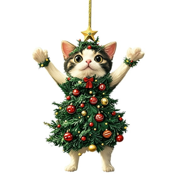 Lilixerw Cute Pet Christmas Ornament,3.15Inch 2D Acrylic Hanging Decoration for Xmas Tree Decor,Xmas Pet Keepsake Gift for Dog Cat Lovers