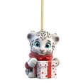 thumbnail image 1 of Lilixerw Cute Snow Leopard Acrylic Ornament,Christmas Mini Animal Pendant for Car Mirror,Home,Christmas Tree Decor,3.15 Inch, 1 of 3