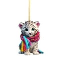 thumbnail image 1 of Lilixerw Cute Snow Leopard Acrylic Ornament,Christmas Mini Animal Pendant for Car Mirror,Home,Christmas Tree Decor,3.15 Inch, 1 of 3