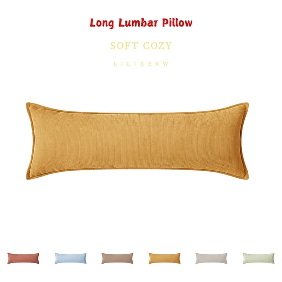 Lilixerw Decorative Cushion 11.81x27.56 inch, Herringbone Lumbar Bolster Pillow with Insert, Long Bed Throw Pillow for Bedroom, Sofa Decoration