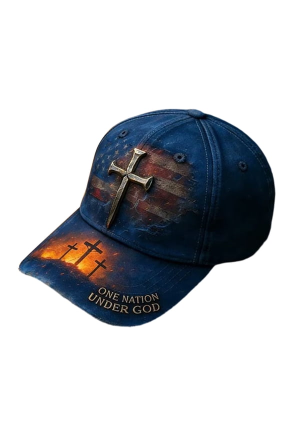 Digital Printed Christian Cross Baseball Cap,Unisex Faith Expression Sun Hat,Adjustable for Men & Women,Breathable Religious Cap for Daily Wear,Church,Gifts,Blue,7.1x4.1x2.8 in