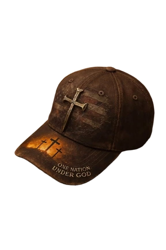 Digital Printed Christian Cross Baseball Cap,Unisex Faith Expression Sun Hat,Adjustable for Men & Women,Breathable Religious Cap for Daily Wear,Church,Gifts,Brown,7.1x4.1x2.8 in