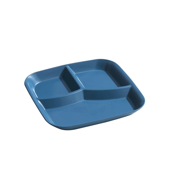 Lilixerw Divided Plates for Adults,Wheat Straw Plates with 3 Compartments,Unbreakable Reusable Portion Control Plates,10 Inch,Blue