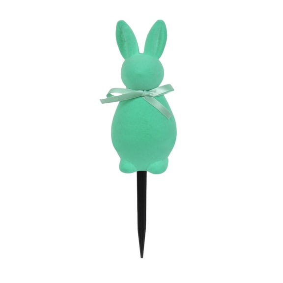 Lilixerw Easter Bunny Garden Stake,Outdoor Flocked Rabbit Decor with Plush Velvet Feel,Spring Yard Decorations for Easter,Home Lawn and Party Display,9.44in,Green