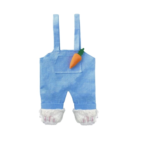 Lilixerw Easter Bunny Overalls Shape Storage Bag,with Handle,Reusable Thick Easter Storage Organizer Bag for Holiday Decor,Candy,Snacks,Toys,Home & Outdoor Activities,18.1x9.84 in,Blue