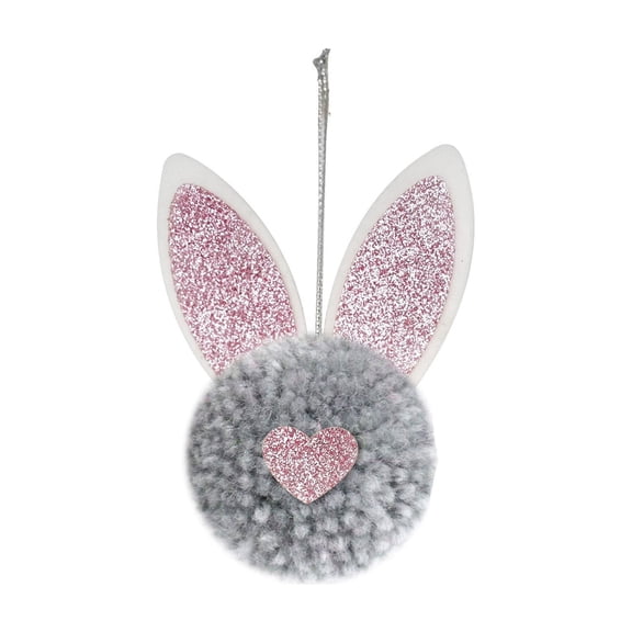 Lilixerw Easter Cute Bunny Ear Tail Hanging Ornaments,Fuzzy Hanging Easter Bunny Ornaments for Easter Tree,Wreath,Mantle,Party,Garland and Home Festive Decor,Gray